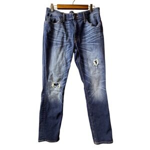 Goodfellow Co Total Flex Mens Blue Distressed Slim Straight Jeans Size 32x30